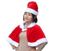 Chal de Navidad, Capa de Santa Claus, Chal corto con sombrero de Papá Noel - Disfraz de cosplay, trajes de Navidad suaves para Halloween, Navidad