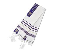 Chal de oración con flecos de 180 cm con flecos hechos a mano y patrón bordado para hombres y mujeres, evento religioso, chal de oración tallit mesiánico, Morado (, Talla única