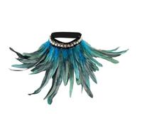 Chal de plumas reales para Halloween, cuello de plumas, chal de bruja, capa de hombro, vestido gótico, cuello de plumas para cosplay, fiesta, escenario, actuación, carnaval, accesorio de disfraz,