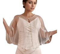Chal de tul ajustable adornado con perlas con bordes de cuentas, elegante envoltura de tul para vestidos de fiesta y ceremonias, lujoso chal de boda con ribete de cuentas