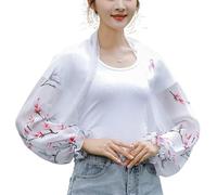 Chal Ligero De Protección UV para Mujer, Manga Refrescante De Seda Helada para Protegerse del Sol, Cubrepuños con Protección Solar para Actividades Al Aire Libre, Viajes Y Uso 02 White