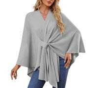 Chal Ligero para Mujer, cárdigan con Frente Abierto, Chal de Elastano Suave y algodón, Elegante Capa de chales con Trabillas de Cierre, Poncho para Uso Casual de Invierno (80 cm), Gris, Refer to