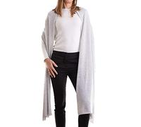 Chal mixto de cachemir para mujer, fabricado en Italia, lana merina cachemir, negro, beige, blanco, azul, bufanda para hombre, cálida, talla única, invierno, capa pashmina gris luminoso Talla única