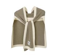 Chal pequeño de punto nuevo para otoño e invierno, versátil, con colores contrastantes, cálido, para exteriores, con en los hombros (Khaki, One Size)