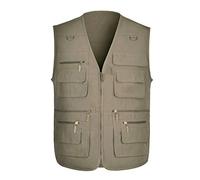 Chalecas De Pesca Para Hombres Al Aire Libre Seco Rápido Múltiple Bolsillo Caza De Senderismo Chaqueta De Chaqueta De Fotografía Transpirable Dark khaki-6XL