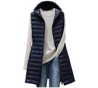 Chaleco Acolchado de Algodón para Mujer, Largo y Cálido, Sin Mangas, con Capucha, Talla Grande, Abrigo de Invierno y Entretiempo