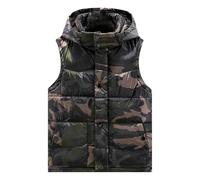 Chaleco acolchado de camuflaje con capucha para hombre, chaleco acolchado sin mangas, cálido para invierno, chaleco con patrón de camuflaje para senderismo, chaleco aislado con cierre de botón a