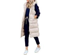 Chaleco acolchado de mujer sin mangas largo plumón tallas grandes negro beige chaleco de plumas chaqueta de invierno chaqueta de plumas chaleco con capucha chaleco chaqueta de transición chaleco ( Col