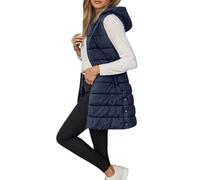 Chaleco acolchado largo para mujer, chaleco sin mangas con capucha, cremallera, abrigo acolchado, abrigo cálido de invierno, chaleco largo con bolsillos, chaleco de plumón, chaleco ligero, otoño