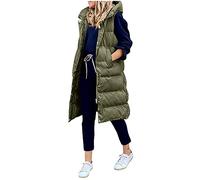 Chaleco acolchado largo sin mangas para mujer, chaleco de sudadera para mujer con capucha, abrigo acolchado informal para mujer, chaleco acolchado con cremallera, chaleco térmico deportivo, chaleco