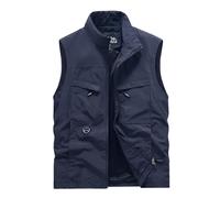 Chaleco acolchado para hombre con capucha, ligero camel elegante, azul, XXL
