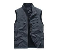 Chaleco acolchado para hombre con capucha, ligero camel elegante, gris, 6XL