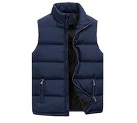 Chaleco acolchado para hombre, ligero, calentador de cuerpo con cremallera, cálido, sin mangas, chaqueta militar, abrigo de plumón, calentador de cuerpo, chaleco acolchado con bolsillos, Azul marino