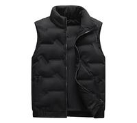 Chaleco acolchado para hombre, ligero, con forro de felpa, cómodo, unisex, chaleco para exteriores, con capucha y cuello alto, chaleco ligero de plumón, chaleco de softshell corto, bolsillos