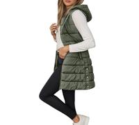 Chaleco acolchado para mujer, chaleco largo sin mangas con capuza, cremallera, abrigo acolchado, abrigo cálido de invierno, chaleco largo con bolsillos, chaleco de plumón, chaleco ligero, otoño