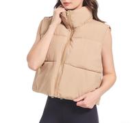 Chaleco acolchado sin mangas para mujer, abrigo estilo pan de invierno