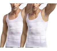Chaleco adelgazante para hombre, camiseta de compresión muscular, Paquete de 2 - Blanco, M