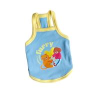 Chaleco azul de primavera para perro camiseta con suéter de dibujos animados ropa de ropa para primavera y temporada caliente foto accesorios