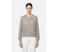 Chaleco beige arena calado con cremallera de algodón y tencel con lentejuelas