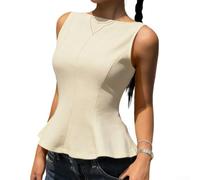 Chaleco blazer sin mangas para mujer con pajarita frontal, color sólido, chaleco de moda para vacaciones de verano, vacaciones, playa, ciclismo, ajuste regular (S albaricoque claro)