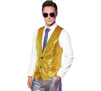 Chaleco brillante para hombre, fiesta, monocolor, chaleco de traje de lentejuelas, chaleco brillante, informal, sin mangas, chalecos con cuello en V, chaleco de lentejuelas, carnaval, disfraz para