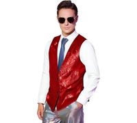 Chaleco brillante para hombre, fiesta, monocolor, chaleco de traje de lentejuelas, chaleco brillante, informal, sin mangas, chalecos con cuello en V, chaleco de lentejuelas, carnaval, disfraz para