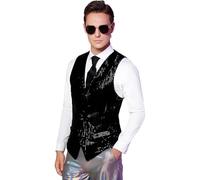 Chaleco brillante para hombre, fiesta, monocolor, chaleco de traje de lentejuelas, chaleco brillante, informal, sin mangas, chalecos con cuello en V, chaleco de lentejuelas, carnaval, disfraz para