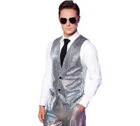 Chaleco brillante para hombre, fiesta, monocolor, chaleco de traje de lentejuelas, chaleco brillante, informal, sin mangas, chalecos con cuello en V, chaleco de lentejuelas, carnaval, disfraz para