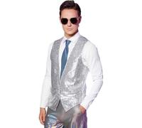 Chaleco brillante para hombre, fiesta, monocolor, chaleco de traje de lentejuelas, chaleco brillante, informal, sin mangas, chalecos con cuello en V, chaleco de lentejuelas, carnaval, disfraz para