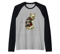 Chaleco Bulldog Francés Punk Rock Rosas Rojas Perro Arte Broma Camiseta Manga Raglan