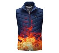 Chaleco calefactable， Chaqueta calefactora eléctrica cálida, Chaleco Calefactor USB, Tela térmica, Plumas, Camping, Senderismo, Caza(Blue,XXL)