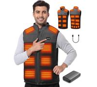 Chaleco Calefactable Hombre, 20000mAh Chaleco Calefactable con Batería Externa y 21 Zonas de Calor, Chaqueta Calefactable Hombre con 3 Niveles Ajustables para Esquí, Senderismo y Uso al Aire Libre (M)