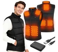 Chaleco Calefactable Hombre con Batería 7.4V 10000mAh, Deepoter Chaleco Térmico Eléctrico 8 Zonas Calefactables, 3 Ajustes de Temperatura, Chaqueta Calefactable - Ideal para Deportes al Aire Libre (L)