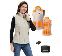Chaleco Calefactable Mujer con Batería 18400mAh 7.4V - Chaleco Forro Polar, 8 Zonas Calefactoras, Lavable Chaleco Térmico de Lana para Invierno