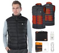 Chaleco calefactable para hombre, chaleco calentado con 6 zonas de calentamiento, chaleco térmico eléctrico USB para primavera, otoño, invierno, chaleco térmico con enchufe y banco de energía, chaleco
