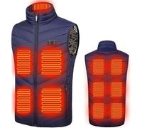 Chaleco Calefactable Unisex Hombre Mujer, Chaleco Térmico Eléctrico USB con 2 Zonas Ligero Chaquetas Calefactor Temperatura Ajustable para Moto al Aire Libre Invierno Caliente(11 Zones-blue,5XL)