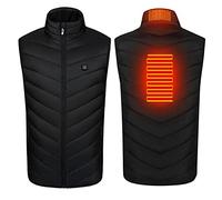 Chaleco calefactor para mujer con batería incluida, chaqueta de plumón calefactora sin mangas con 9 zonas de calentamiento ajustable, sudadera de gran tamaño, chaqueta de trabajo esquí, B-negro., XL