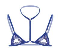 Chaleco casual delgado para hombre, corte de cuerpo, sexy, diseño entallado, sujetador de encaje, azul, L