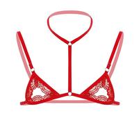 Chaleco casual delgado para hombre, corte de cuerpo, sexy, diseño entallado, sujetador de encaje, rojo, L