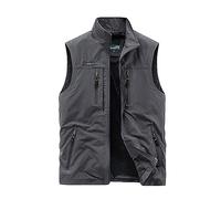 Chaleco casual para hombre, cuello vuelto, otoño, múltiples bolsillos, con cremallera, color sólido Chaleco Cortavientos Ciclismo Bride Chaqueta De Traje Hombre