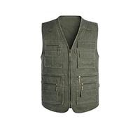 Chaleco clásico de múltiples bolsillos para hombre, chaleco de trabajo sin mangas con capa sólida, chaqueta de gran tamaño para fotógrafo, Ejercito Verde, XXL