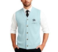 Chaleco clásico de Punto sin Mangas con Botones Delanteros para Hombre, Estilo Casual de Negocios, Tejido Suave y Duradero, Ideal para Oficina y reuniones, Tallas L a XXXL (Mint Green, XXXL)