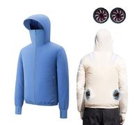 Chaleco con Ventilador De Verano para Hombre Y Mujer - Forro De Malla,36 V, Viento Superfuerte, Bajo Nivel De Ruido, Chaleco Refrescante para Trabajo Al Aire Libre Y Ciclismo ,L,Blue