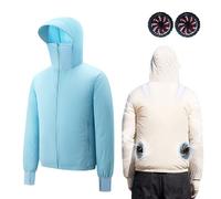 Chaleco con Ventilador De Verano para Hombre Y Mujer - Forro De Malla,36 V, Viento Superfuerte, Bajo Nivel De Ruido, Chaleco Refrescante para Trabajo Al Aire Libre Y Ciclismo ,2XL,Sky Blue