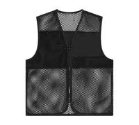 Chaleco de actividad unisex para adultos, malla hueca, chaleco de supermercado, servicio social, camisa oscura para hombre, Negro, 3XL