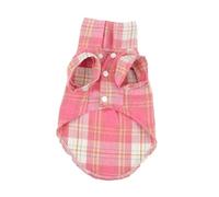 Chaleco de algodón a cuadros estilo británico para perros pequeños, camiseta transpirable para cachorros Chihuahua, Yorkshire Terrier, camiseta ligera a cuadros (guía de tallas) (rosa, XS)