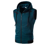 Chaleco de algodón sin mangas para hombre y mujer, para otoño e invierno, informal, color liso, con cremallera, pantalones cortos de franela para hombre, azul oscuro, 4XL