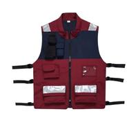 chaleco de alta visibilidad, Chaleco de trabajo reflectante seguridad sin mangas con múltiples bolsillos Rojo M XL 3XL(XL)