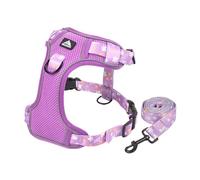 Chaleco de arnés para perro, sin tirones, patrón floral que evita que se rompa, ajustable, reflectante, para cachorros, chaleco para perros pequeños, medianos y grandes, XL (morado)