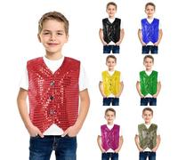 Chaleco de Baile de Lentejuelas para Niños Top De Baile Costume con Botones De Actuación Competición Choir Disfraz Danza Jazz Hip Hop Chaqueta